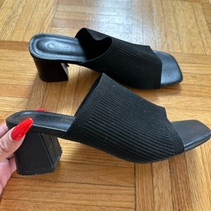 Black Slide Sandals - Open-toe - Heels - US Women’s 38 - SHEIN